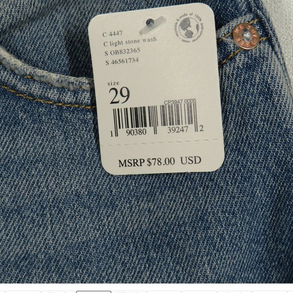 29 Waist, Free People Light Stone Wash Distressed Straight  Leg Cropped Jean - Picture 4 of 9